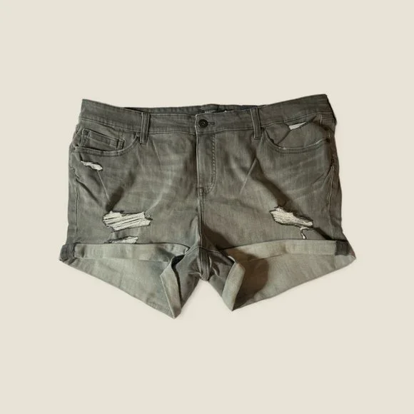 New Torrid Shortie Shorts Denim Jean size 22 Gray Distressed - Picture 3 of 5